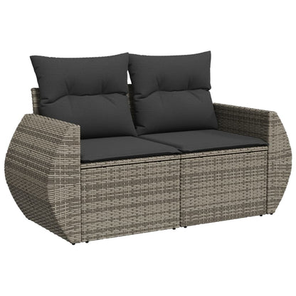 10-tlg. Garten-Sofagarnitur mit Kissen Grau Poly Rattan - Pazzar.ch