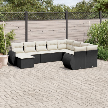 10-tlg. Garten-Sofagarnitur mit Kissen Schwarz Poly Rattan - Pazzar.ch