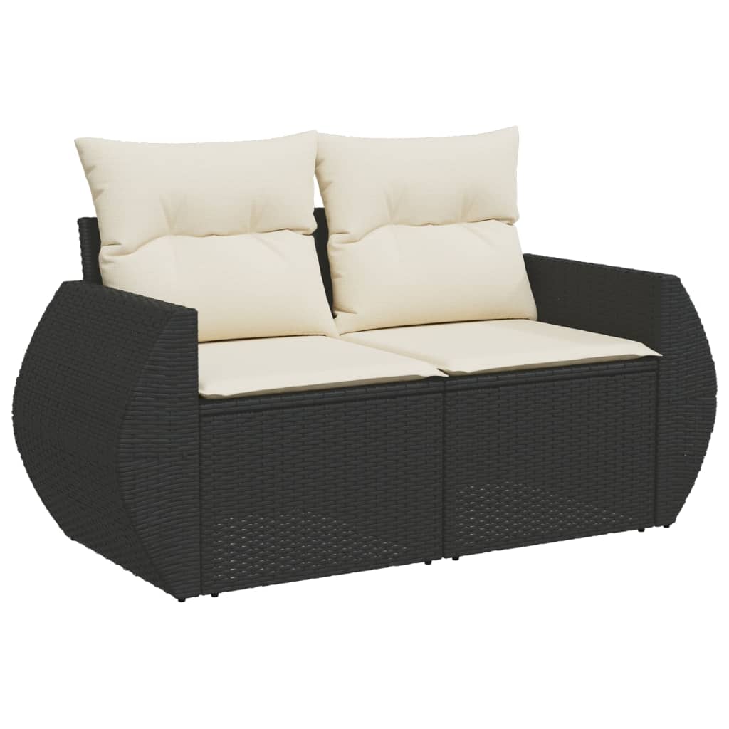 10-tlg. Garten-Sofagarnitur mit Kissen Schwarz Poly Rattan