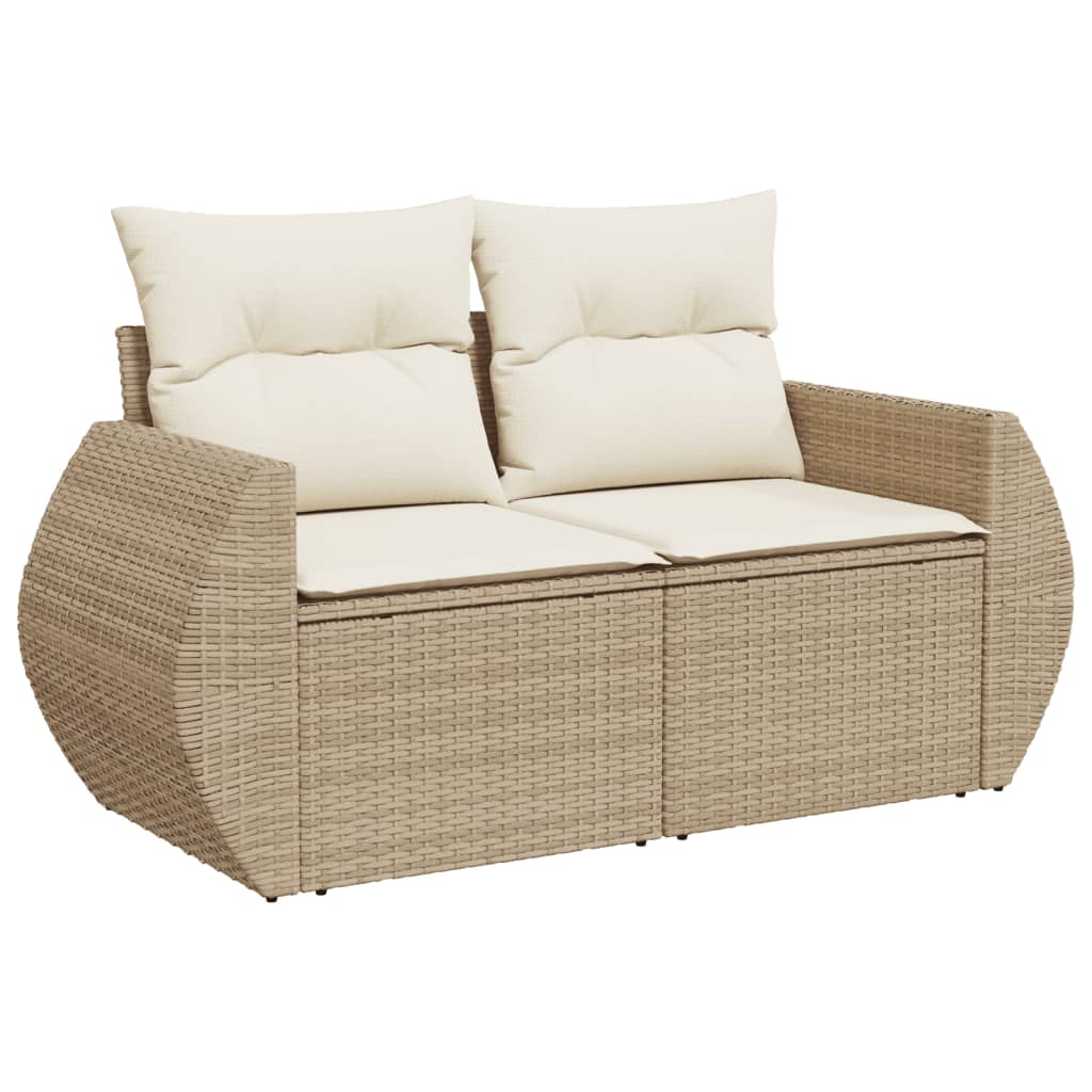 10-tlg. Garten-Sofagarnitur mit Kissen Beige Poly Rattan - Pazzar.ch