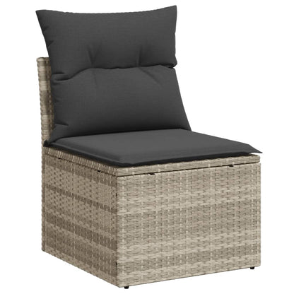 10-tlg. Garten-Sofagarnitur mit Kissen Hellgrau Poly Rattan - Pazzar.ch