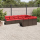 10-teiliges Gartensofa-Set mit Kissen, braun, Polyrattan