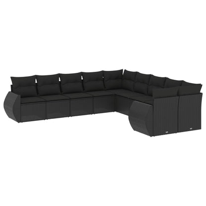 10-tlg. Garten-Sofagarnitur mit Kissen Schwarz Poly Rattan - Pazzar.ch