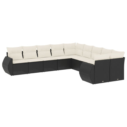 10-tlg. Garten-Sofagarnitur mit Kissen Schwarz Poly Rattan - Pazzar.ch