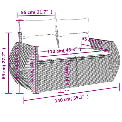 10-tlg. Garten-Sofagarnitur mit Kissen Schwarz Poly Rattan - Pazzar.ch