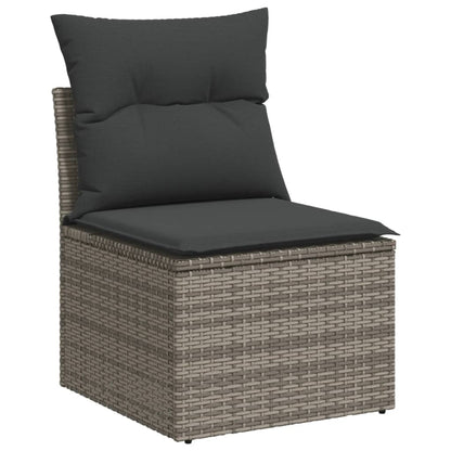 10-tlg. Garten-Sofagarnitur mit Kissen Grau Poly Rattan - Pazzar.ch