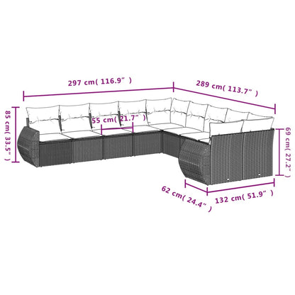 10-tlg. Garten-Sofagarnitur mit Kissen Hellgrau Poly Rattan - Pazzar.ch