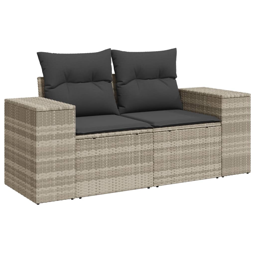8-tlg. Garten-Sofagarnitur mit Kissen Hellgrau Poly Rattan - Pazzar.ch