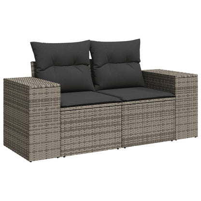8-tlg. Garten-Sofagarnitur mit Kissen Grau Poly Rattan - Pazzar.ch