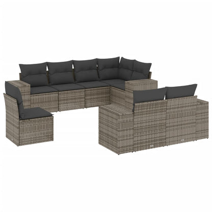 8-tlg. Garten-Sofagarnitur mit Kissen Grau Poly Rattan - Pazzar.ch