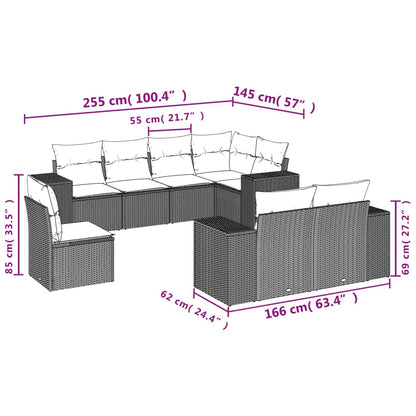 8-tlg. Garten-Sofagarnitur mit Kissen Hellgrau Poly Rattan - Pazzar.ch