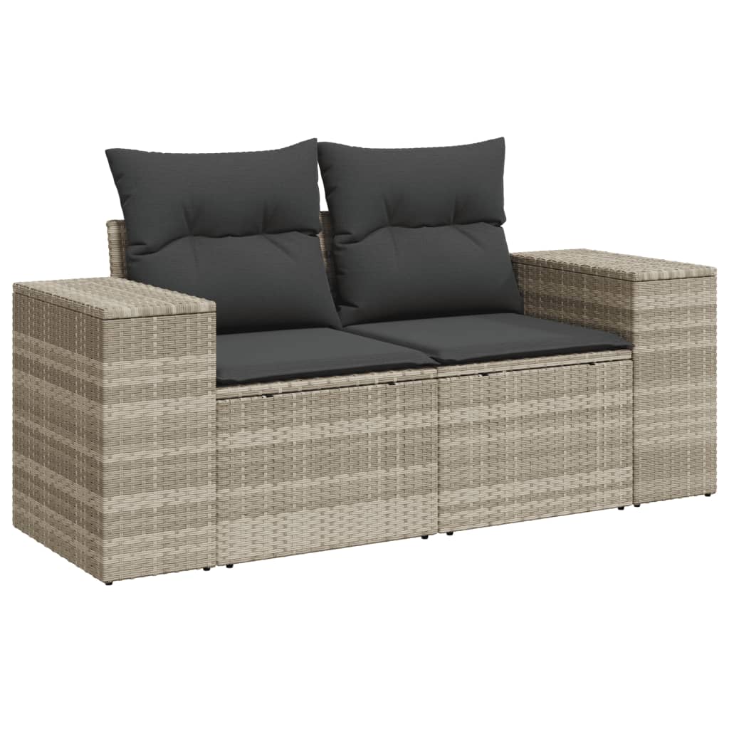 8-tlg. Garten-Sofagarnitur mit Kissen Hellgrau Poly Rattan - Pazzar.ch