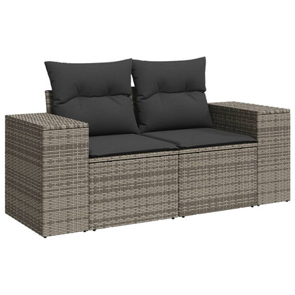 8-tlg. Garten-Sofagarnitur mit Kissen Grau Poly Rattan - Pazzar.ch