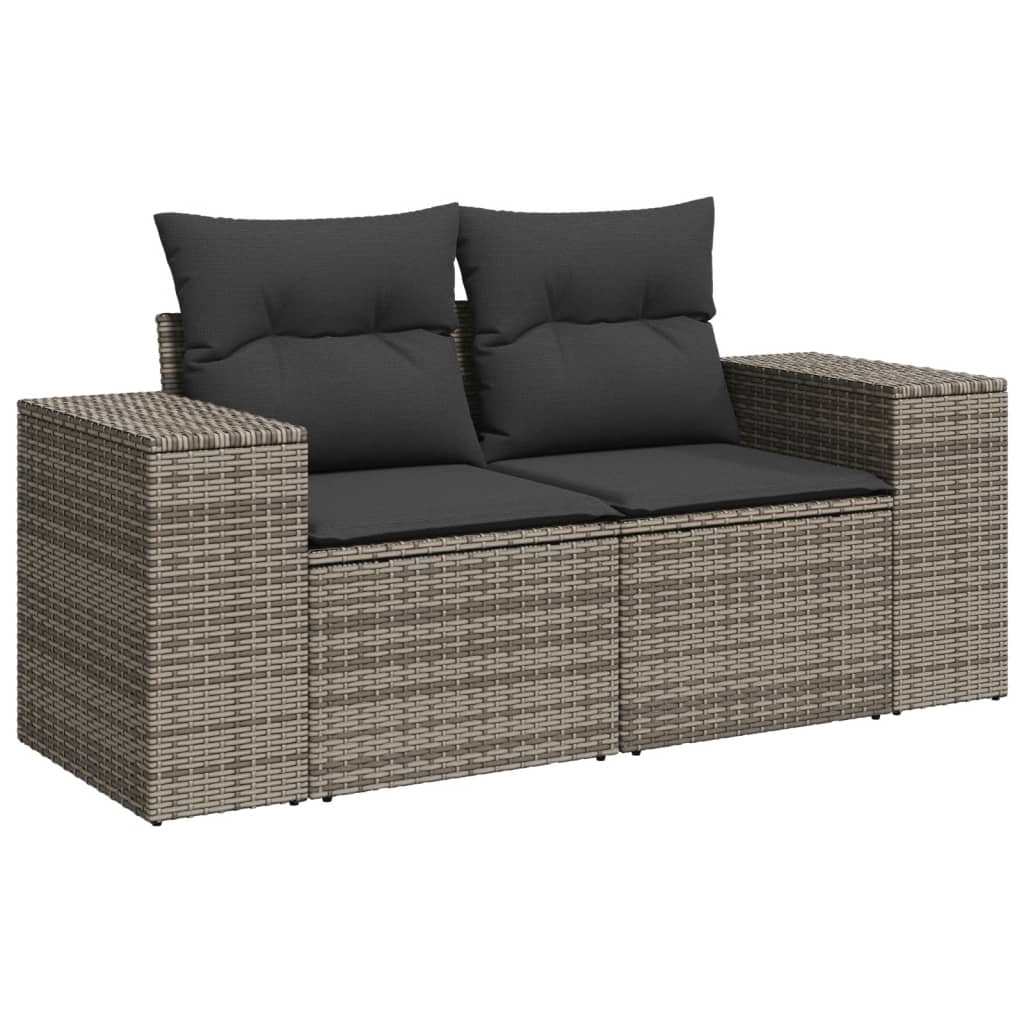 8-tlg. Garten-Sofagarnitur mit Kissen Grau Poly Rattan - Pazzar.ch