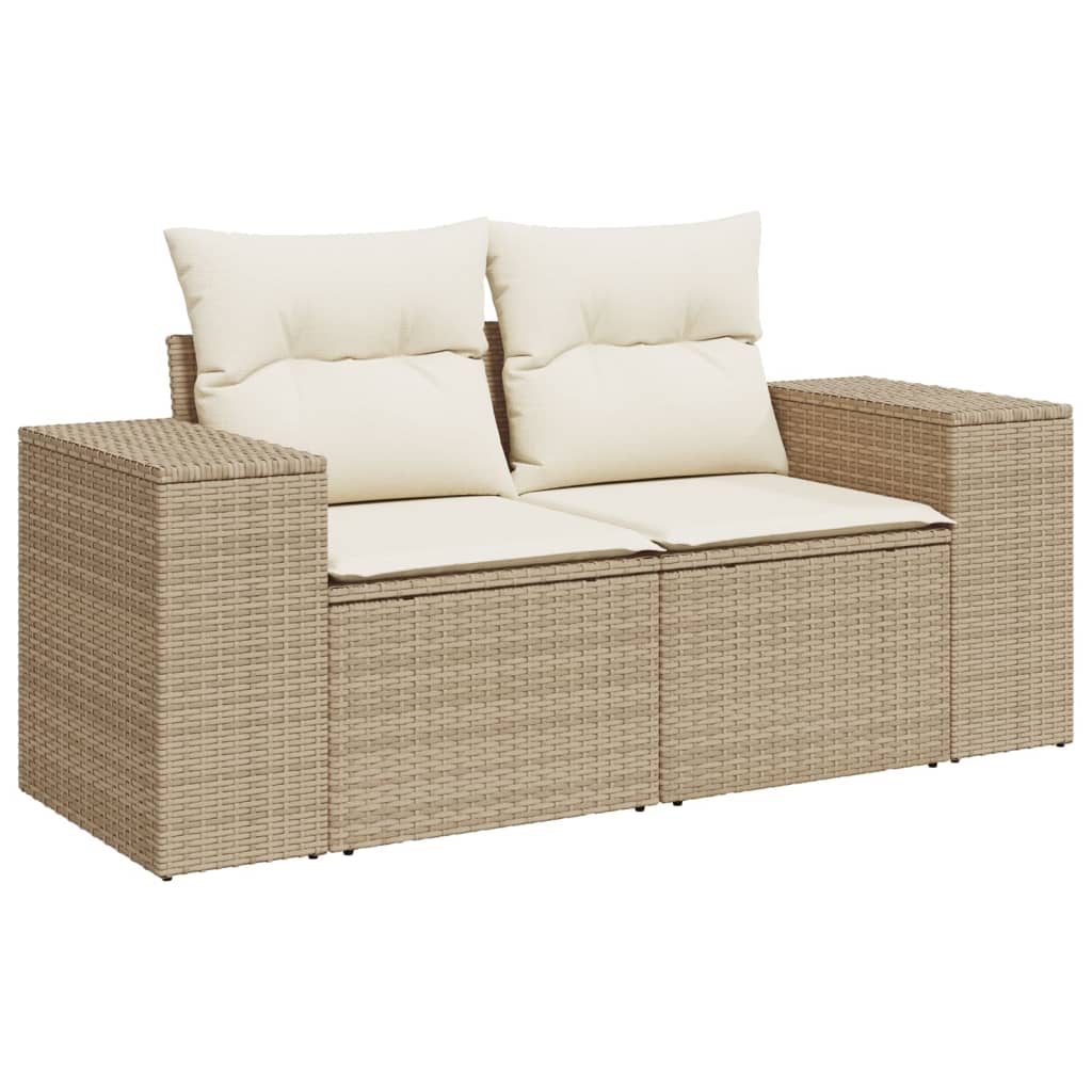 10-tlg. Garten-Sofagarnitur mit Kissen Beige Poly Rattan - Pazzar.ch