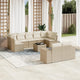 10-tlg. Garten-Sofagarnitur mit Kissen Beige Poly Rattan