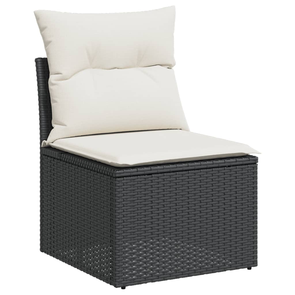 10-tlg. Garten-Sofagarnitur mit Kissen Schwarz Poly Rattan - Pazzar.ch