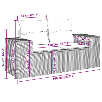 10-tlg. Garten-Sofagarnitur mit Kissen Schwarz Poly Rattan - Pazzar.ch