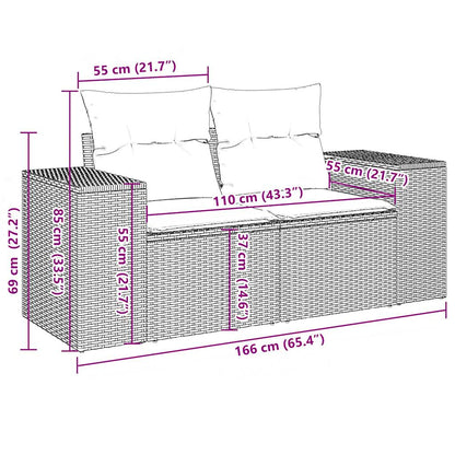 10-tlg. Garten-Sofagarnitur mit Kissen Schwarz Poly Rattan - Pazzar.ch