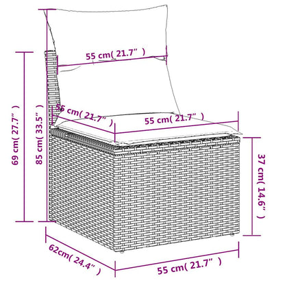 10-tlg. Garten-Sofagarnitur mit Kissen Schwarz Poly Rattan - Pazzar.ch