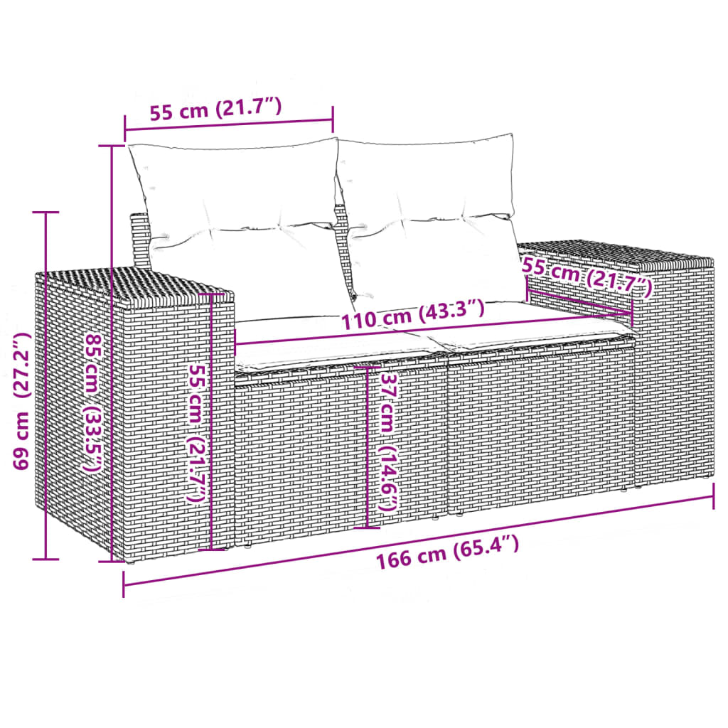 10-tlg. Garten-Sofagarnitur mit Kissen Beige Poly Rattan - Pazzar.ch