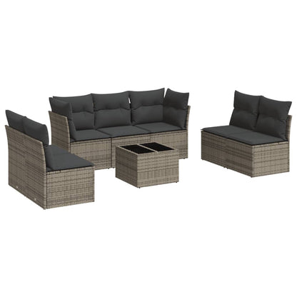 8-tlg. Garten-Sofagarnitur mit Kissen Grau Poly Rattan - Pazzar.ch