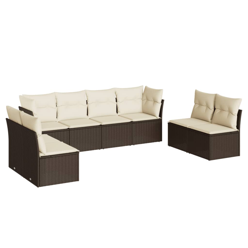 8-tlg. Garten-Sofagarnitur mit Kissen Braun Poly Rattan - Pazzar.ch