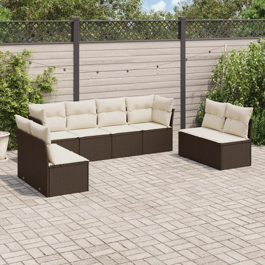 8-tlg. Garten-Sofagarnitur mit Kissen Braun Poly Rattan - Pazzar.ch
