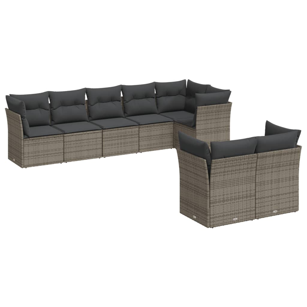 8-tlg. Garten-Sofagarnitur mit Kissen Grau Poly Rattan - Pazzar.ch