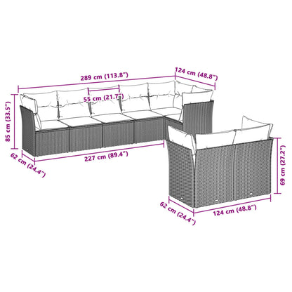 8-tlg. Garten-Sofagarnitur mit Kissen Hellgrau Poly Rattan - Pazzar.ch