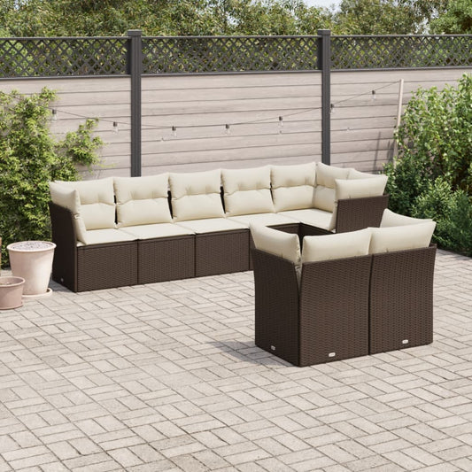 8-tlg. Garten-Sofagarnitur mit Kissen Braun Poly Rattan - Pazzar.ch