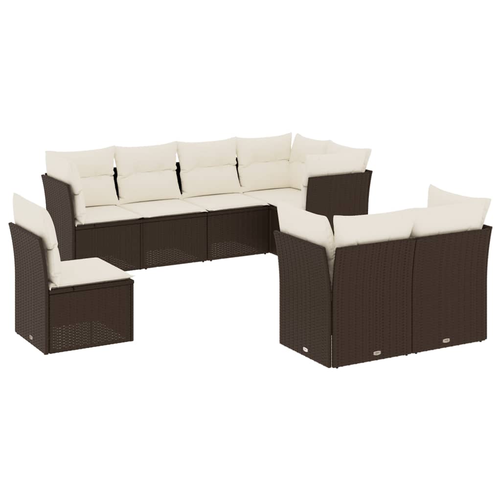 8-tlg. Garten-Sofagarnitur mit Kissen Braun Poly Rattan - Pazzar.ch