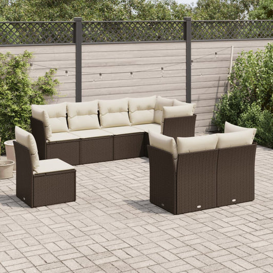 8-tlg. Garten-Sofagarnitur mit Kissen Braun Poly Rattan - Pazzar.ch