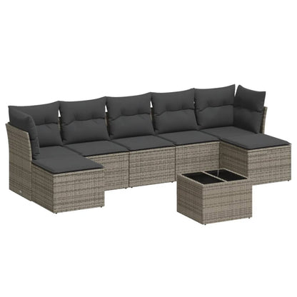 8-tlg. Garten-Sofagarnitur mit Kissen Grau Poly Rattan - Pazzar.ch