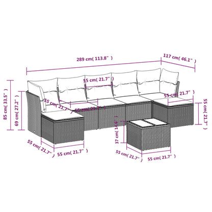 8-tlg. Garten-Sofagarnitur mit Kissen Grau Poly Rattan - Pazzar.ch
