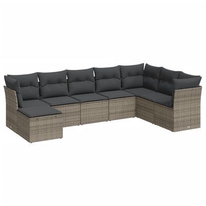8-tlg. Garten-Sofagarnitur mit Kissen Grau Poly Rattan - Pazzar.ch