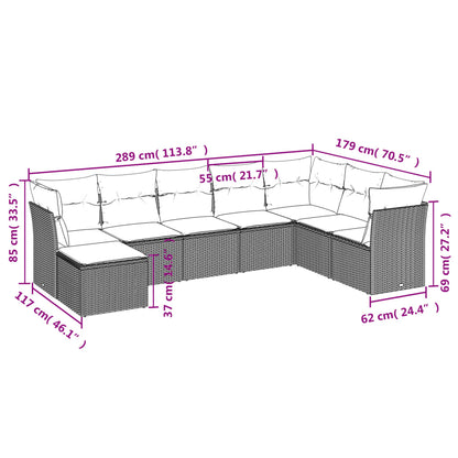 8-tlg. Garten-Sofagarnitur mit Kissen Hellgrau Poly Rattan - Pazzar.ch