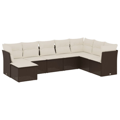 8-tlg. Garten-Sofagarnitur mit Kissen Braun Poly Rattan - Pazzar.ch