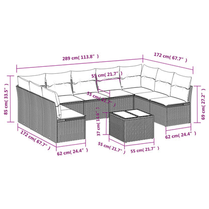 10-tlg. Garten-Sofagarnitur mit Kissen Beige Poly Rattan - Pazzar.ch