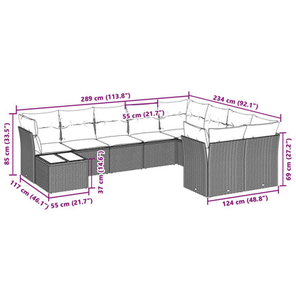 10-tlg. Garten-Sofagarnitur mit Kissen Hellgrau Poly Rattan - Pazzar.ch