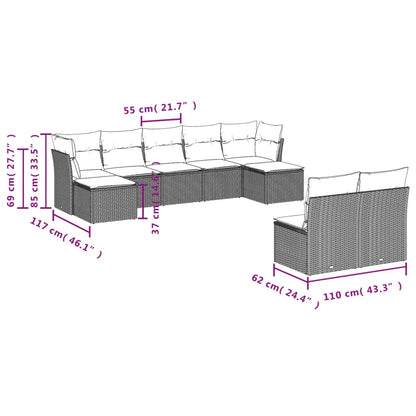 10-tlg. Garten-Sofagarnitur mit Kissen Grau Poly Rattan - Pazzar.ch