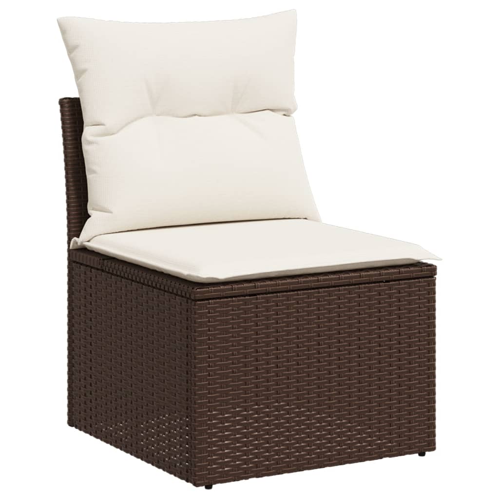 10-tlg. Garten-Sofagarnitur mit Kissen Braun Poly Rattan - Pazzar.ch