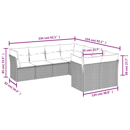 8-tlg. Garten-Sofagarnitur mit Kissen Grau Poly Rattan - Pazzar.ch