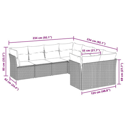 8-tlg. Garten-Sofagarnitur mit Kissen Hellgrau Poly Rattan - Pazzar.ch