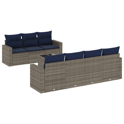 8-tlg. Garten-Sofagarnitur mit Kissen Grau Poly Rattan - Pazzar.ch