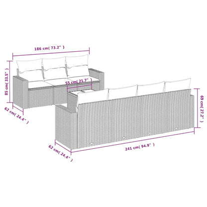 8-tlg. Garten-Sofagarnitur mit Kissen Hellgrau Poly Rattan - Pazzar.ch