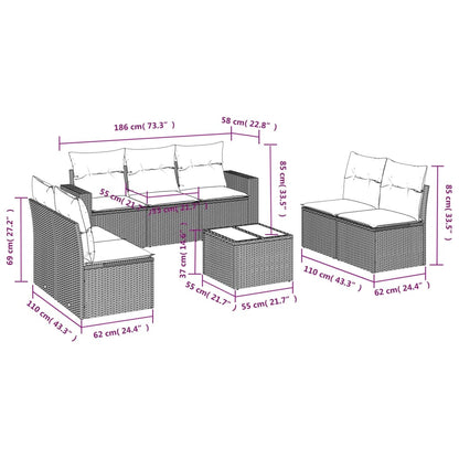 8-tlg. Garten-Sofagarnitur mit Kissen Grau Poly Rattan - Pazzar.ch