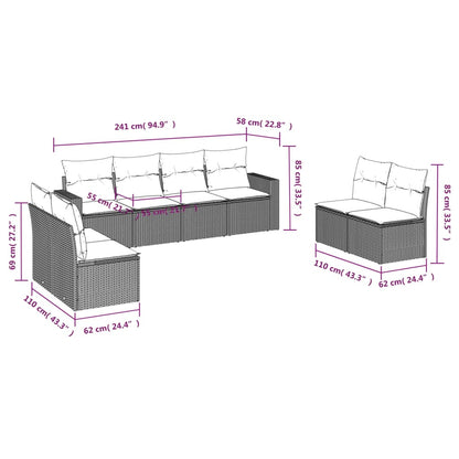 8-tlg. Garten-Sofagarnitur mit Kissen Grau Poly Rattan - Pazzar.ch