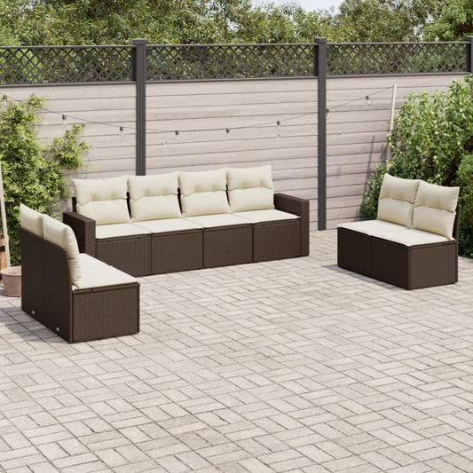 8-tlg. Garten-Sofagarnitur mit Kissen Braun Poly Rattan - Pazzar.ch
