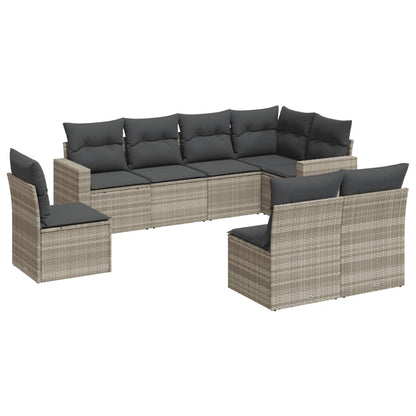 8-tlg. Garten-Sofagarnitur mit Kissen Hellgrau Poly Rattan - Pazzar.ch